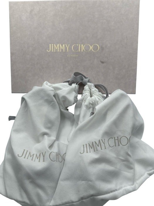 Jimmy Choo Shoe Size 37.5 Black Textile Block Heel Square Toe Open Toe Sandals Black / 37.5