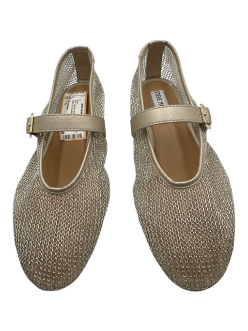 Steve Madden Shoe Size 7.5 Silver Synthetic Mesh Ankle Buckle Almond Toe Shoes Silver / 7.5