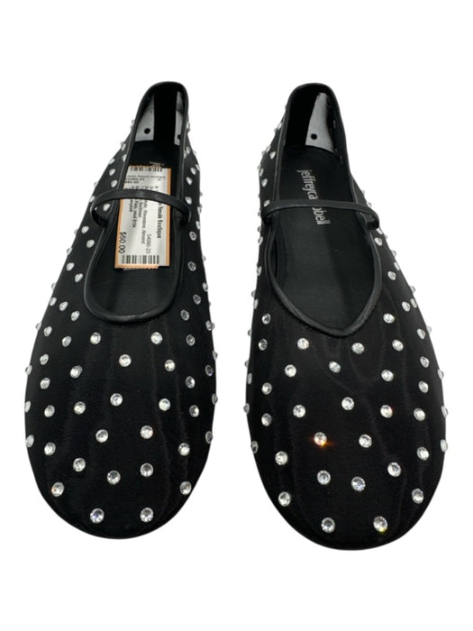 Jeffrey Campbell Shoe Size 7.5 Black Synthetic Rhinestone Almond Toe Mesh Shoes Black / 7.5