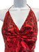 Saint Laurent Paris Size 42 Red Silk Blend Halter Leopard Zip Back Mini Dress Red / 42