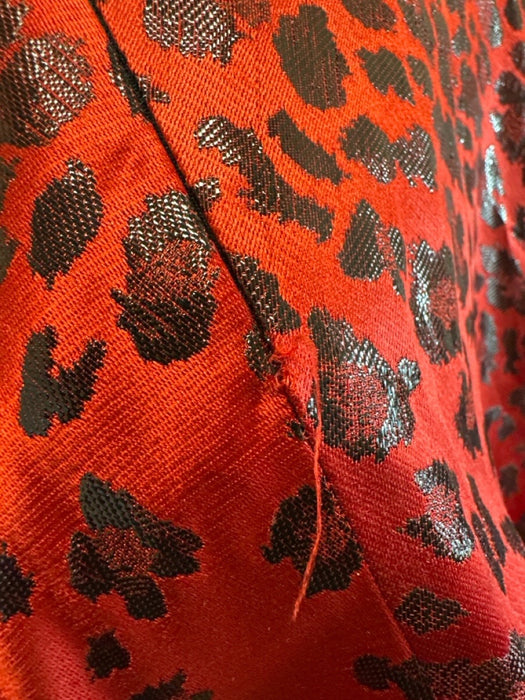 Saint Laurent Paris Size 42 Red Silk Blend Halter Leopard Zip Back Mini Dress Red / 42