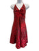 Saint Laurent Paris Size 42 Red Silk Blend Halter Leopard Zip Back Mini Dress Red / 42