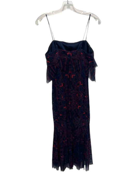 Jonathan Simkhai Size 6 Navy & Red Nylon Blend Lace Adjustable Strap Midi Dress Navy & Red / 6