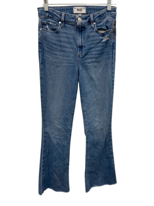 Paige Size 28 Blue Cotton Blend Zip & Button High Rise Whiskering Jeans Blue / 28