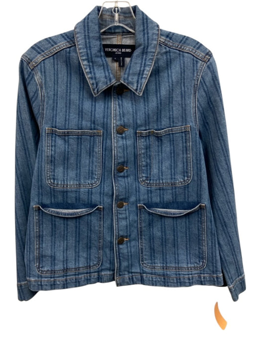 Veronica Beard Jeans Size M Blue Cotton Blend Denim Patch Pocket Jacket Blue / M