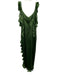 Amanda Uprichard Size M Green Silk ruffles V Neck Leg Slit Dress Green / M