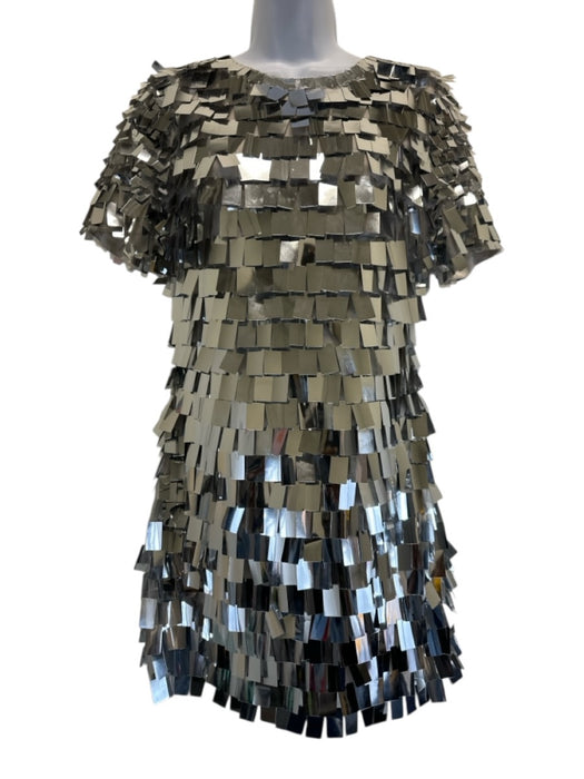 Jonathan Simkhai Size 6 Silver Nylon Zip Back Zip Back Embellished Mini Dress Silver / 6