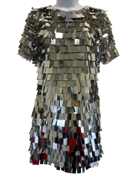 Jonathan Simkhai Size 6 Silver Nylon Zip Back Zip Back Embellished Mini Dress Silver / 6