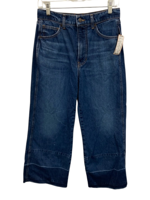 Veronica Beard Jeans Size 29 Blue Cotton High Rise Wide Leg Crop Jeans Blue / 29