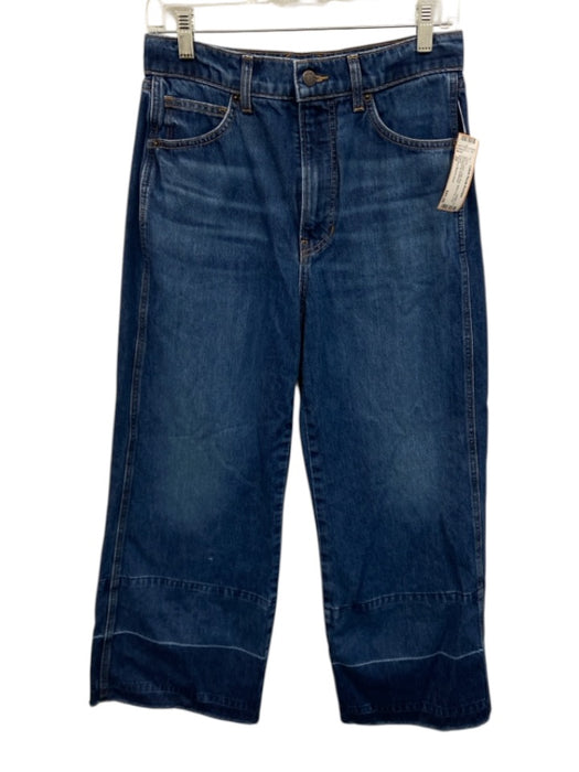 Veronica Beard Jeans Size 29 Blue Cotton High Rise Wide Leg Crop Jeans Blue / 29
