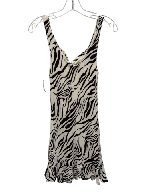 Reformation Size 6 Tan & Brown Viscose Zebra Sleeveless Cowl neck Dress Tan & Brown / 6