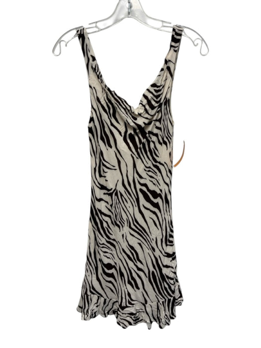 Reformation Size 6 Tan & Brown Viscose Zebra Sleeveless Cowl neck Dress Tan & Brown / 6