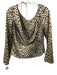Reformation Size M Tan & black Silk Cheetah Print Tie Back Long Sleeve Top Tan & black / M