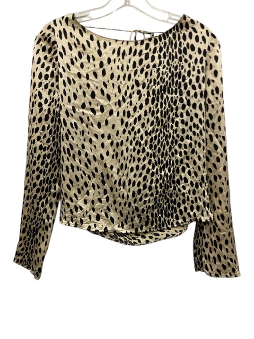 Reformation Size M Tan & black Silk Cheetah Print Tie Back Long Sleeve Top Tan & black / M