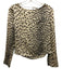 Reformation Size M Tan & black Silk Cheetah Print Tie Back Long Sleeve Top Tan & black / M