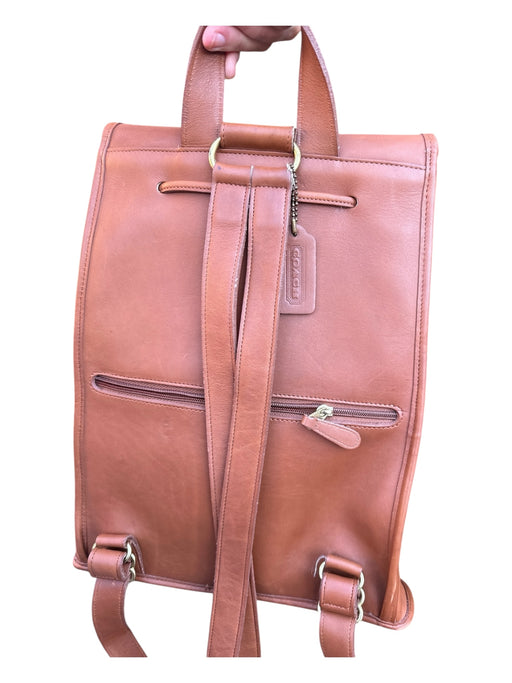 Coach Brown Leather Turnlock Large Backpack Brown