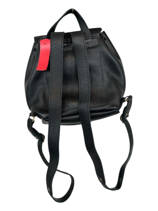 Portland Leather Black Leather Front Flap Backpack Bag Black / M