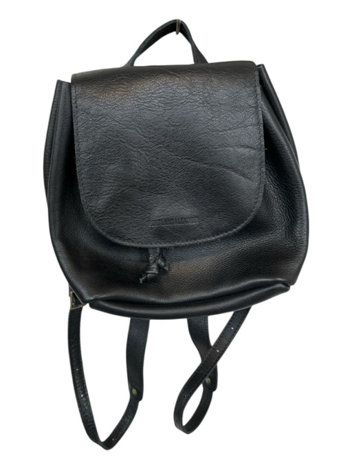 Portland Leather Black Leather Front Flap Backpack Bag Black / M