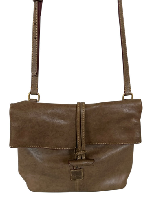 Dooney & Bourke Brown Leather Toggle Crossbody Red Interior Satchel Purse Brown