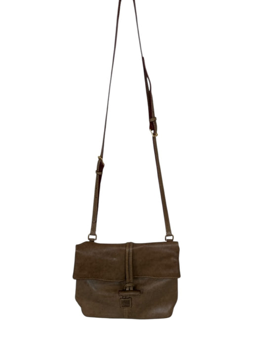 Dooney & Bourke Brown Leather Toggle Crossbody Red Interior Satchel Purse Brown
