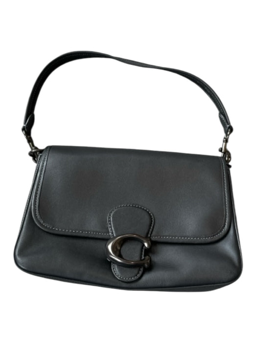 Coach Black Leather Suede Interior Black Hardware Magnetic Close Purse Black