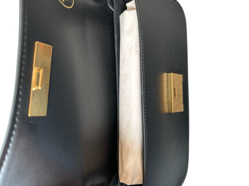 Ted Baker Black Leather Gold hardware Magnetic Shoulder Purse Black