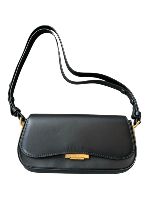 Ted Baker Black Leather Gold hardware Magnetic Shoulder Purse Black
