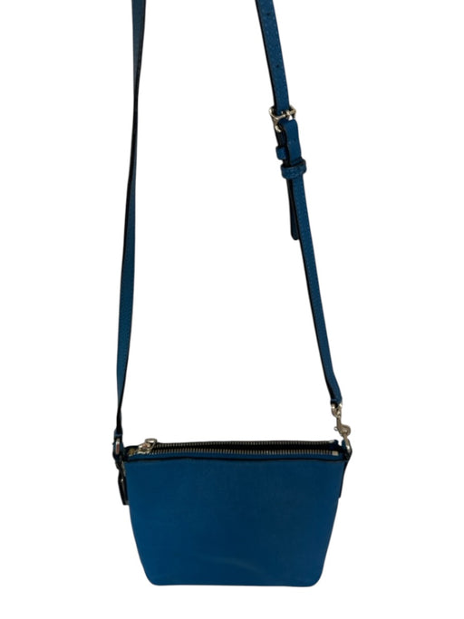 Coach Blue Vegan Leather Gold hardware Outer Pocket Crossbody Purse Blue