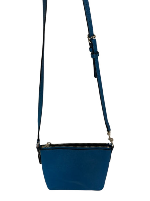 Coach Blue Vegan Leather Gold hardware Outer Pocket Crossbody Purse Blue