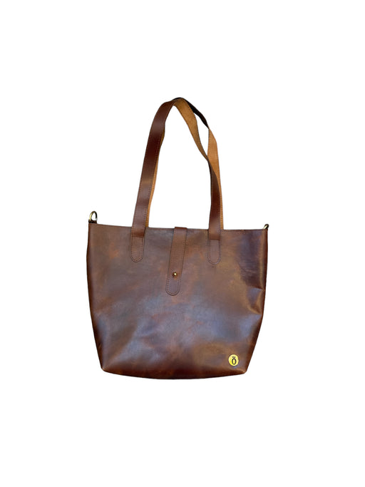 Dark Brown Leather Top Handles Crossbody Strap Tote Bag Dark Brown / M