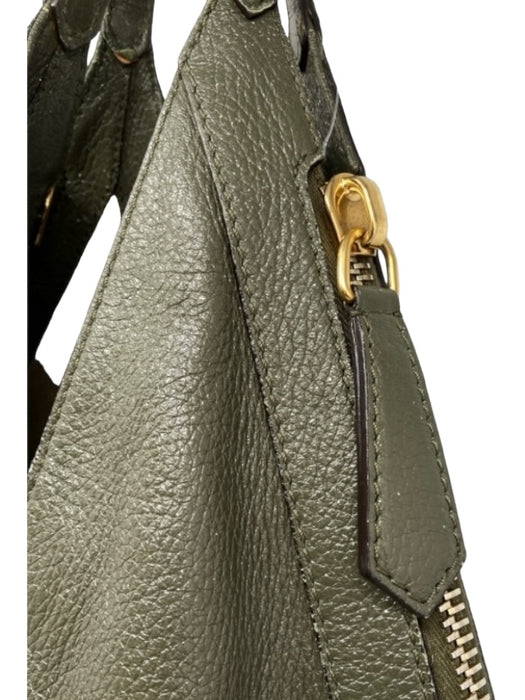 Givenchy Olive Green Pebbled Leather Metallic Shimmer Hobo Two Handle Bag Olive Green / L