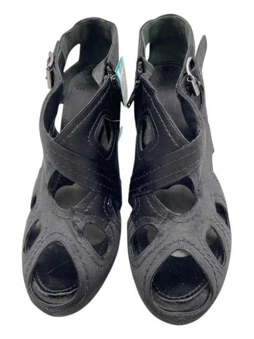 Givenchy Shoe Size 39 Black Leather & Textile Satin cage Side Zip Peep Toe Pumps Black / 39