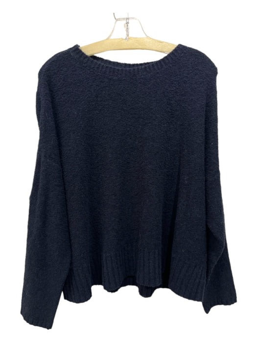 Eileen Fisher Size XL Navy Blue Cotton & Polyester Terry Knit Sweater Navy Blue / XL