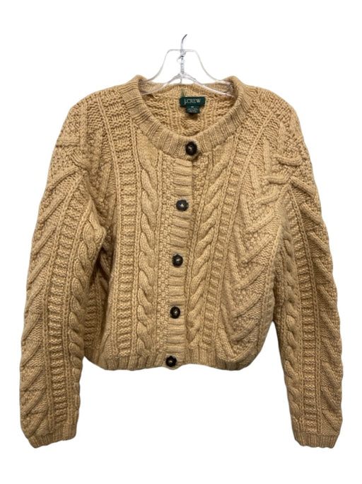 J. Crew Size M Tan Wool Button Up Cable Knit Cardigan Sweater Tan / M