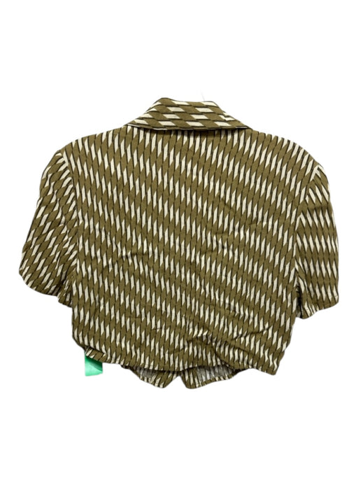 Reformation Size 4 Green, Beige, Brown Viscose Blend Side Zip Diamonds Pant Set Green, Beige, Brown / 4