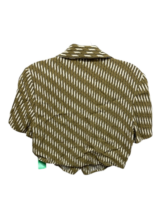 Reformation Size 4 Green, Beige, Brown Viscose Blend Side Zip Diamonds Pant Set Green, Beige, Brown / 4