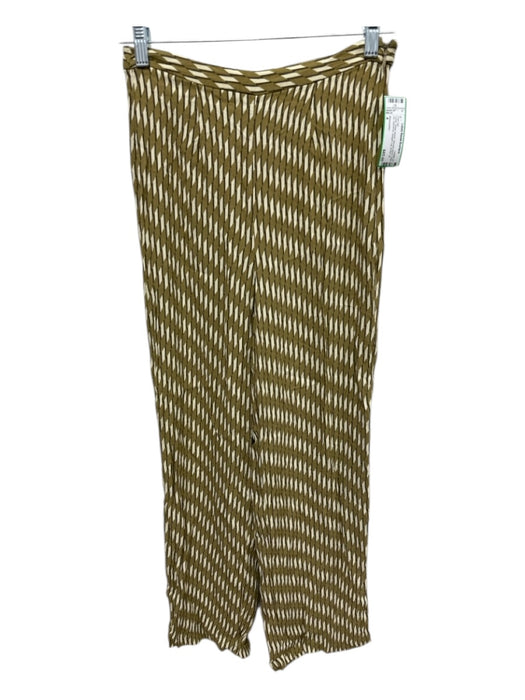 Reformation Size 4 Green, Beige, Brown Viscose Blend Side Zip Diamonds Pant Set Green, Beige, Brown / 4