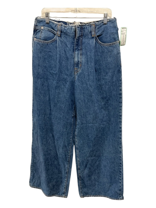 Slvrlake Size 30 Medium Wash Cotton Denim Raw Edge High Rise Wide Leg Jeans Medium Wash / 30