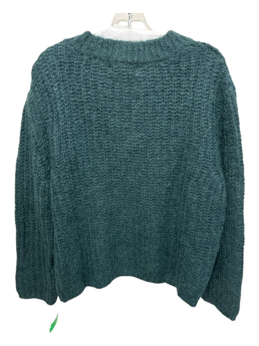 Charlie Joe Size S Green Wool Blend Wide Neck Knit Long Sleeve Sweater Green / S