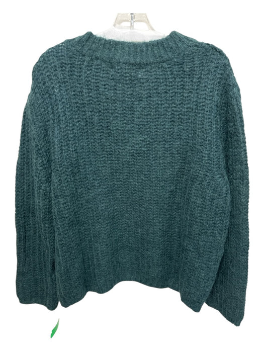 Charlie Joe Size S Green Wool Blend Wide Neck Knit Long Sleeve Sweater Green / S