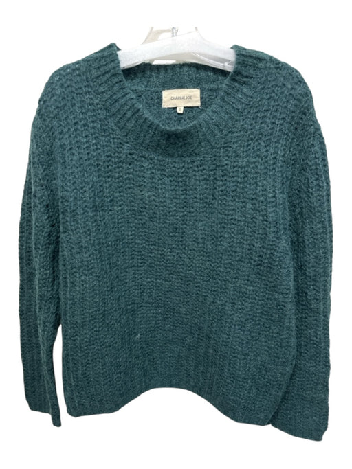 Charlie Joe Size S Green Wool Blend Wide Neck Knit Long Sleeve Sweater Green / S