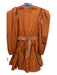 Ulla Johnson Size 00 Rust Brown Cotton Contrast Stitch V Neck Belted Dress Rust Brown / 00