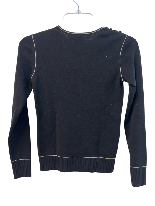 Theory Size S Black Wool Round Neck Long Sleeve Button Shoulder Knit Sweater Black / S