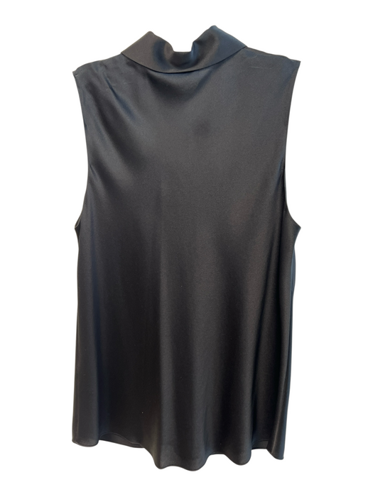 Vince Size S Black Silk Satin Collared Button Up Sleeveless Top Black / S
