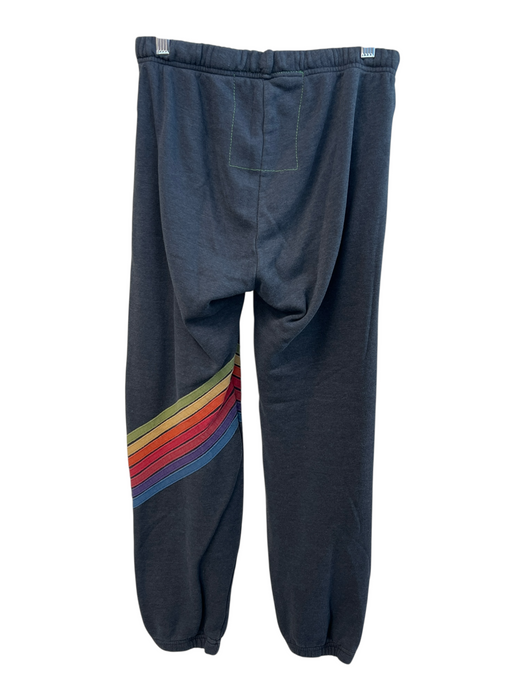 Aviator Nation Size M Grey Cotton Blend Elastic Waist Rainbow Sweatpants Grey / M