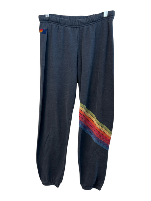 Aviator Nation Size M Grey Cotton Blend Elastic Waist Rainbow Sweatpants Grey / M