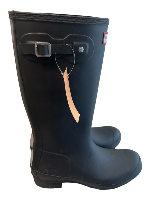 Hunter Shoe Size 37 Black Rubber Round Toe Below Knee Buckle Detail Boots Black / 37