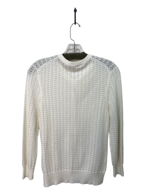 Trina Turk Size M White Cotton Blend Button Front Pointelle Sweater White / M