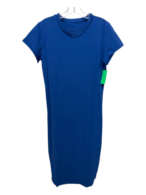 Frank & Eileen Size M Blue Cotton Short Sleeve Rolled hems Crew Neck Dress Blue / M