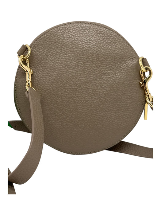 Cuyana Taupe Grained Leather Circle Gold Hardware Adjustable Strap Crossbody Bag Taupe / Small